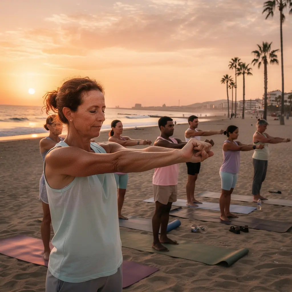 Diversas posturas de yoga que ilustran el uso efectivo de la fuerza de las muñecas en el equilibrio.
